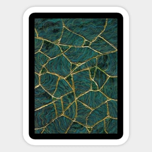 Malachite Kintsugi Broken Art Green and Gold Sticker